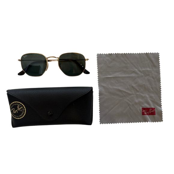 RayBan Hexagonal Frame Polished Gold Lenses G-15 Green - Picture 1 of 4